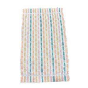 Cannon 1980s White & Pastel Striped 100% Cotton Bath Towel USA 28” X 47” USA